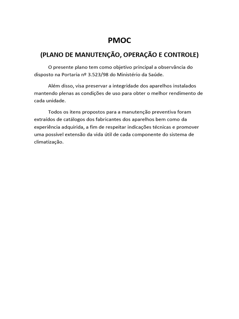 PMOC: Plano de Manutenção e Controle | PDF | Natureza