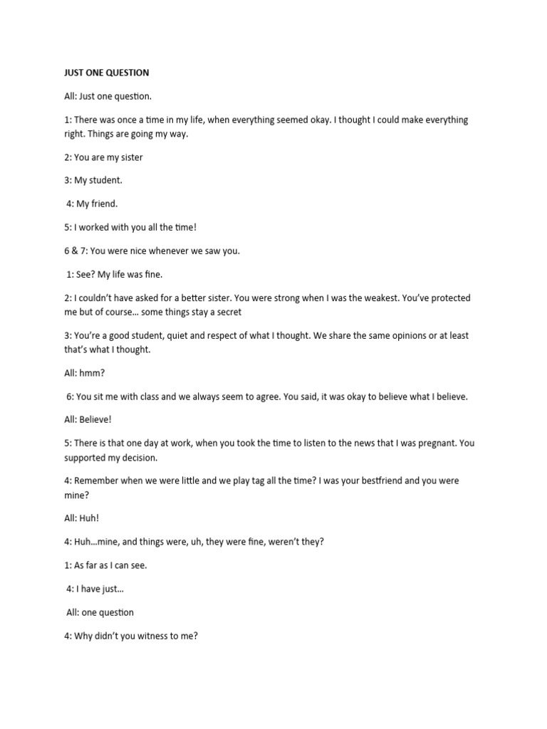 Just One Question | PDF | Jesus
