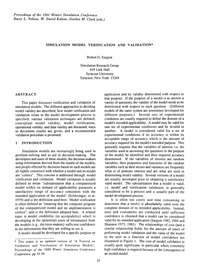 Simulation Model Verification and Validation | PDF
