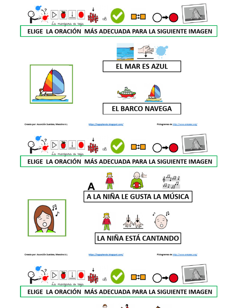 Oraciones cortas con barco para niños | PDF