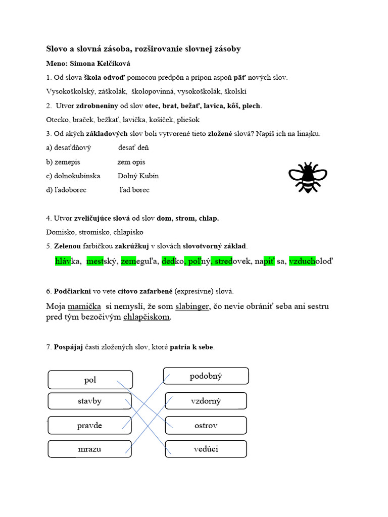Slovo A Slovn Z soba Tvorenie Slov PDF