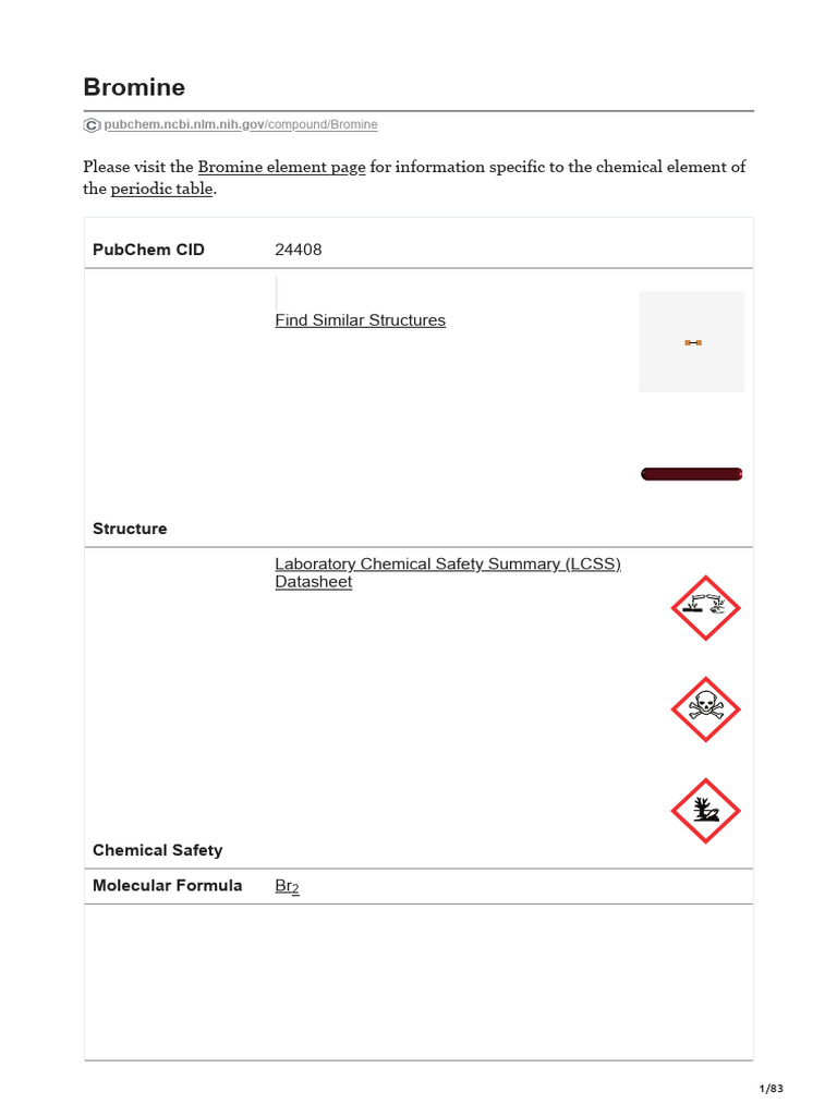 Pubchem Ncbi NLM Nih GovBromine PDF Chlorine Water