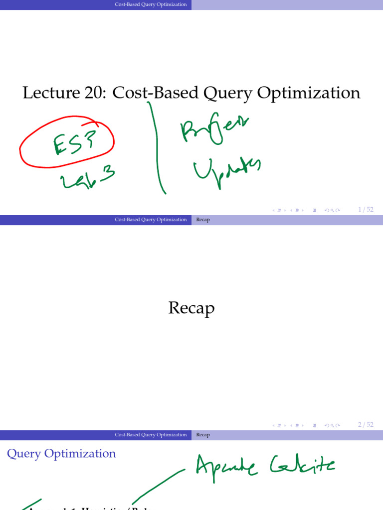 20 Cost Based Optimization Annotated PDF Databases Database Index