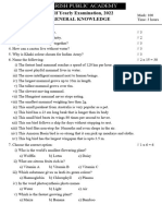 Half Yearly Examination, 2022 General Knowledge Class V