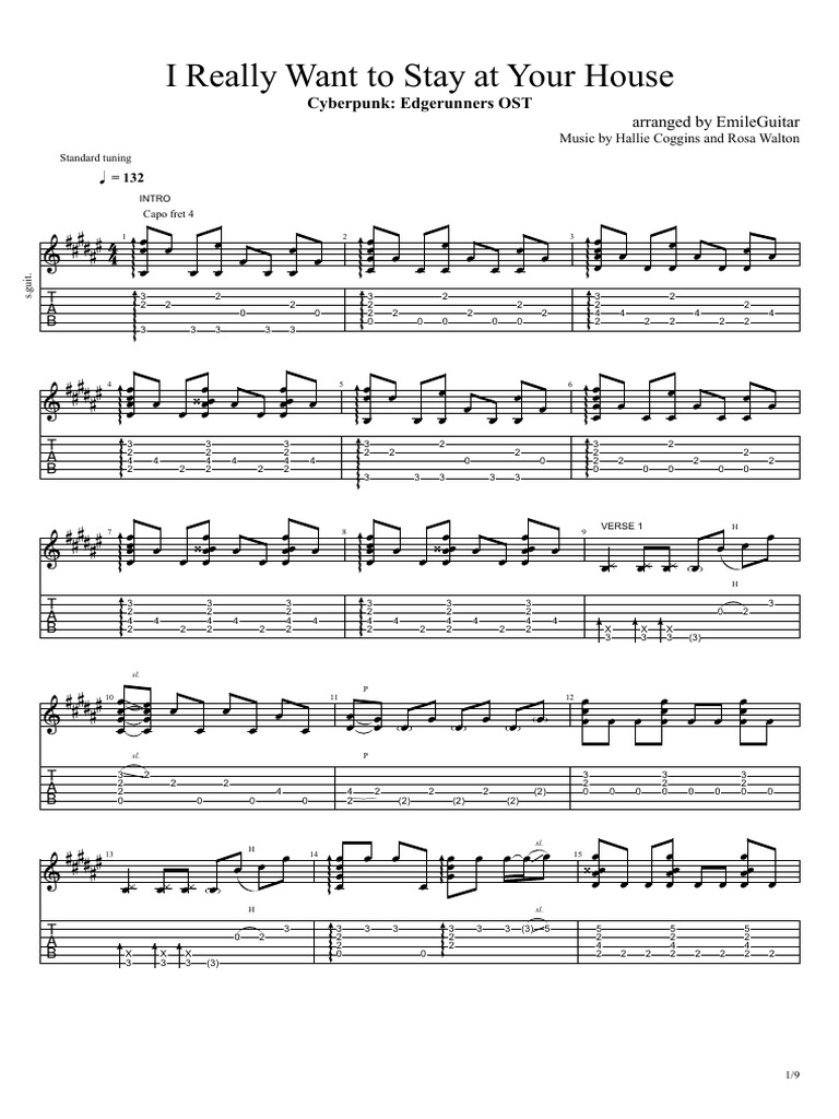 I Really Want To Stay at Your House (Guitar TAB) PDF Music