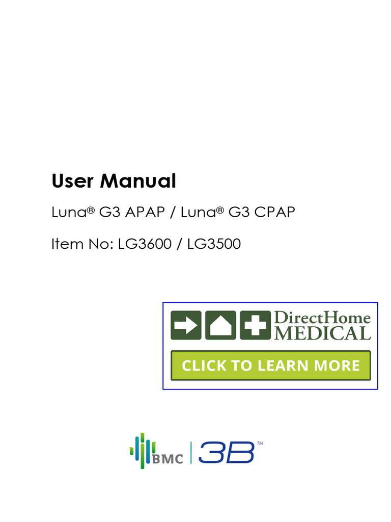 Luna g3 Cpap Apap User Manual PDF Icon Clinical Medicine