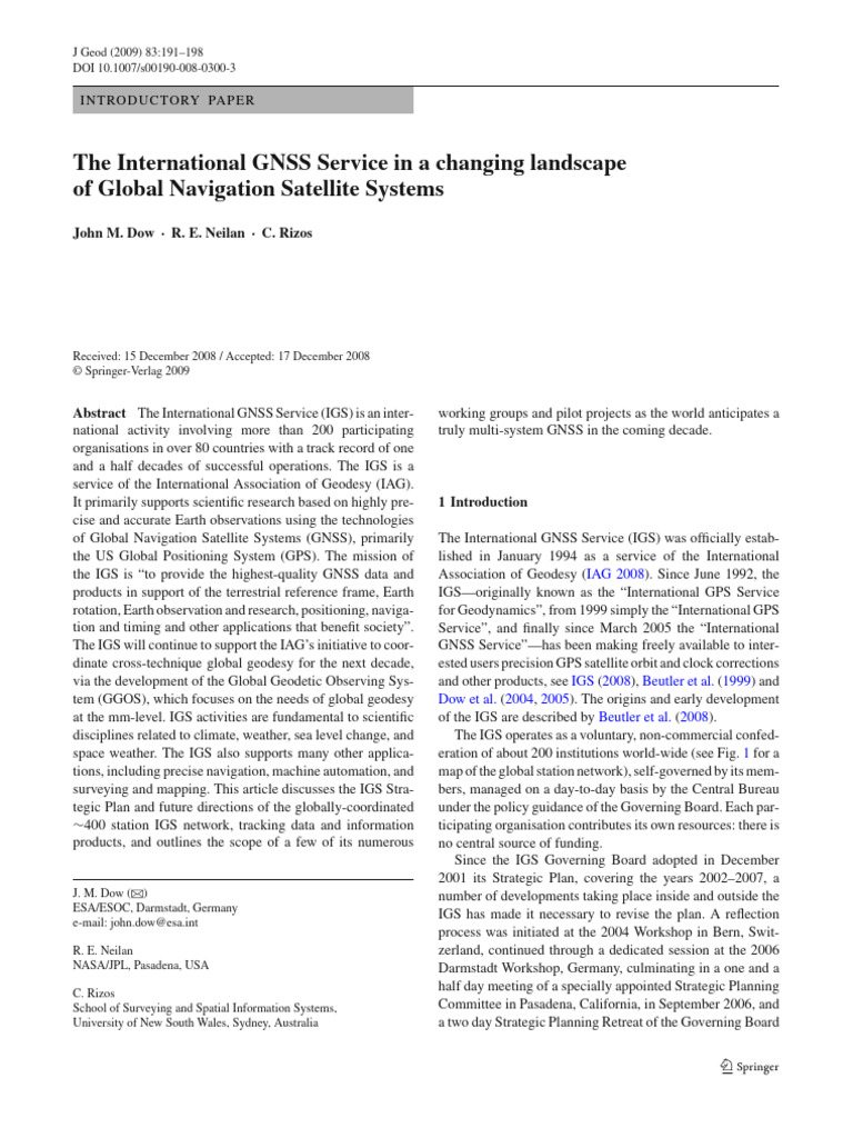 International GNSS Service (IGS) PDF Global Positioning System