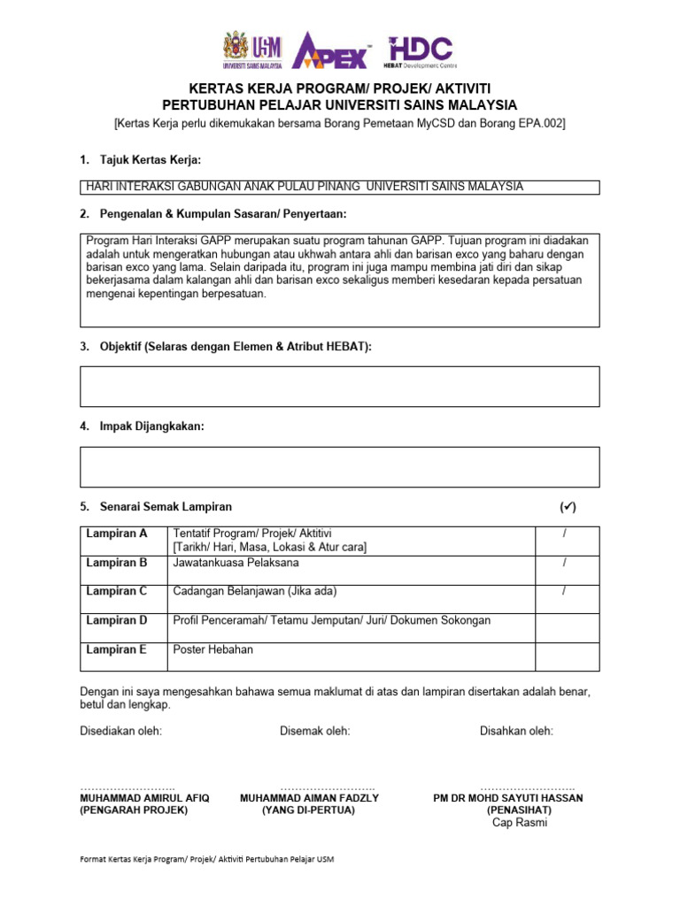 Kertas Kerja Program Hiking | PDF