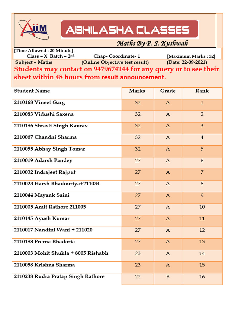 22-09-2021 Class - X Batch - 2nd Chap - Class 10th Coordinate - 01 ...