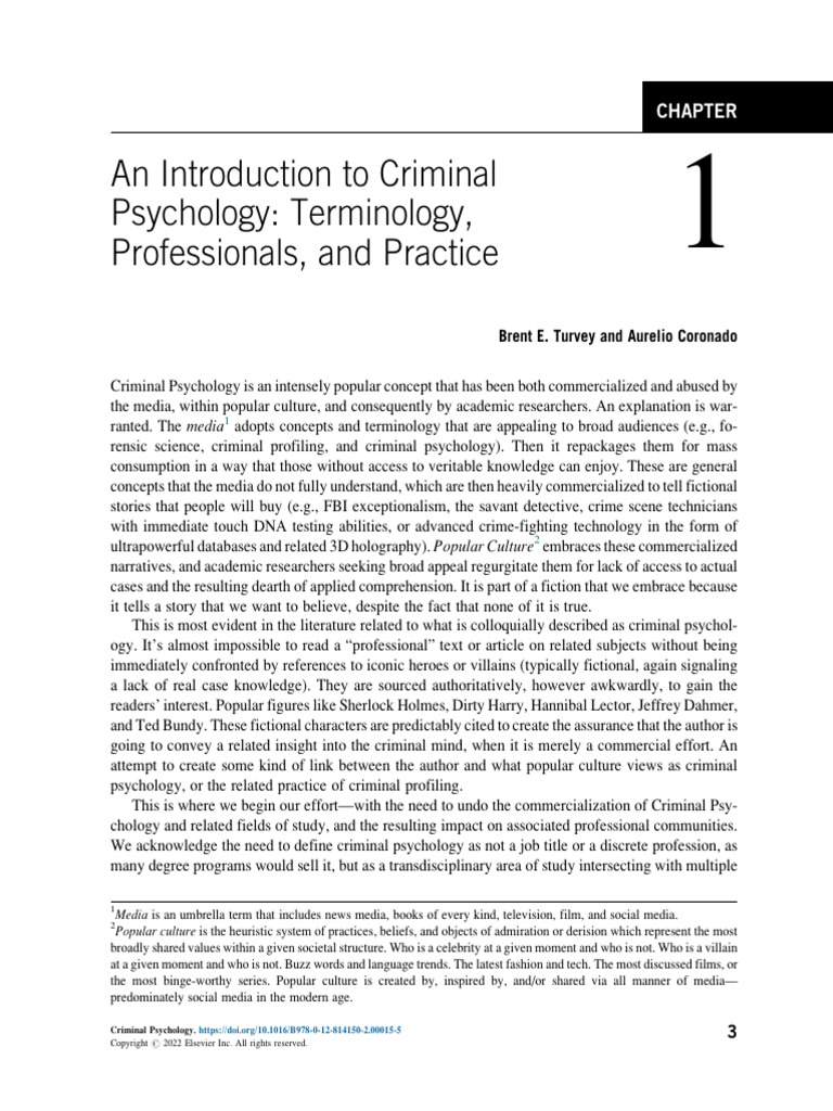 Chapter 1 An Introduction To Criminal Psychology Termino 2022