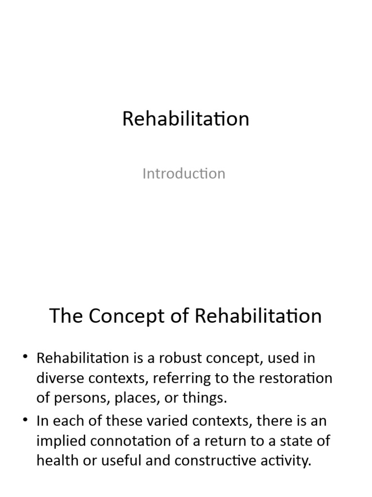 Rehabilitation, Definition and Approaches PDF Psychiatric