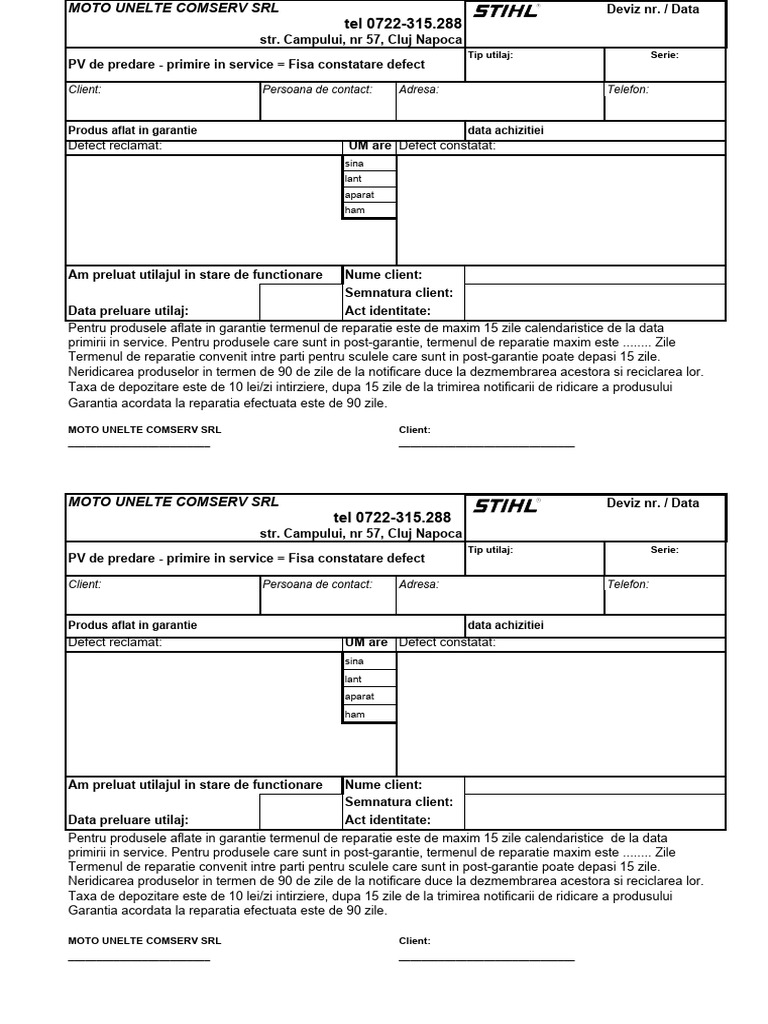 Formular Tip Deviz - Complet | PDF