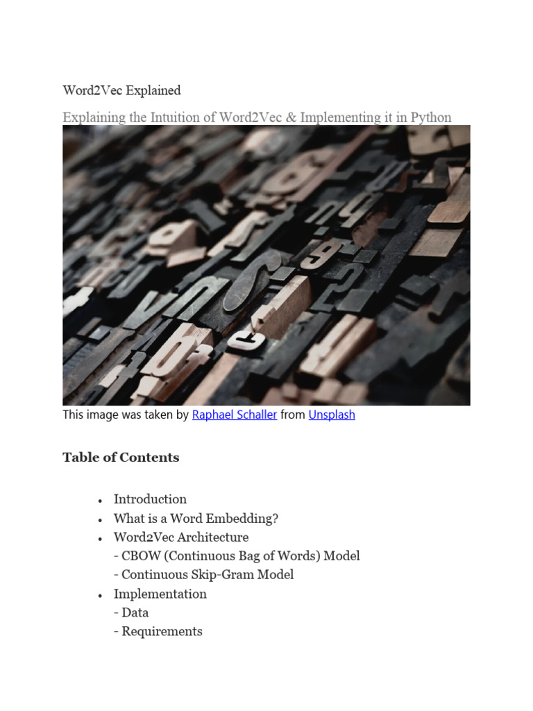Explaining The Intuition of Word2Vec & Implementing It in Python | PDF ...