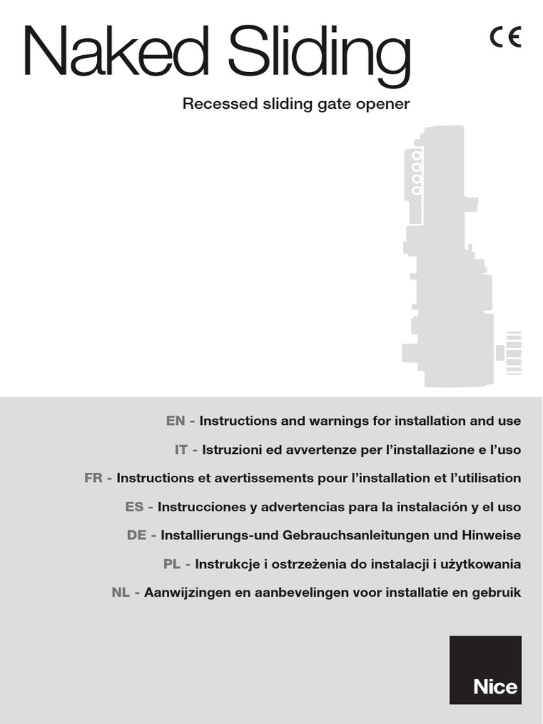 Manual Nice Naked Sliding - Nice | PDF | Electric Motor | Automation