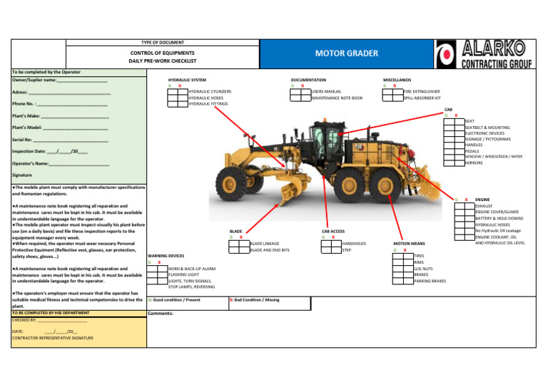 Motor Grader Pdf Vehicle Technology Equipment