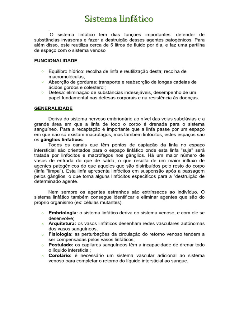 Sistema Linfático Download Grátis Pdf Sistema Linfático Linfa