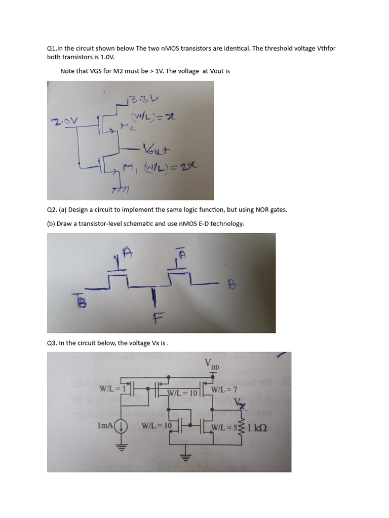 Vlsi Questions2 PDF Mosfet Field Effect Transistor