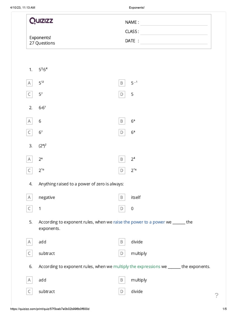 Exponents Pdf Exponentiation Abstract Algebra