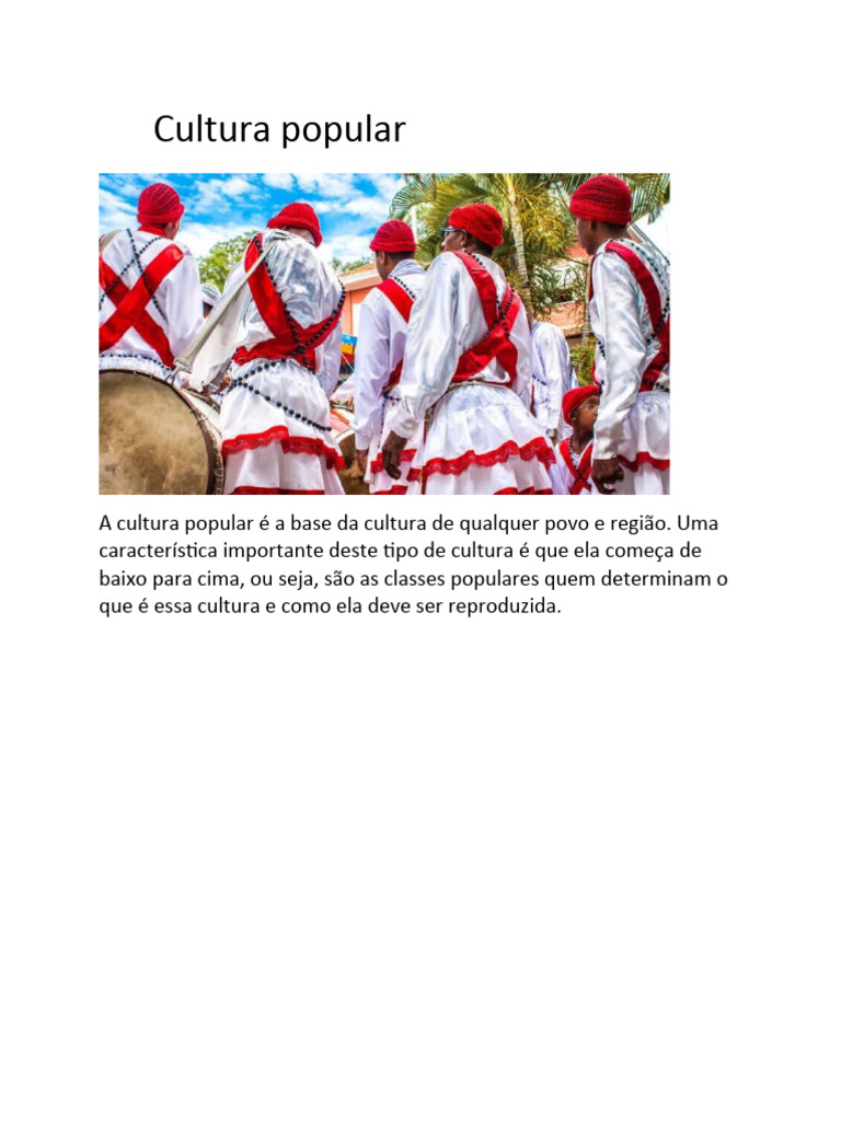 Cultura Popular: Origem e Importância | PDF