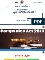 Paper 2 Sec-A Business Law - Topic - Ch-5 - The Companies Act, 2013 Part - 1