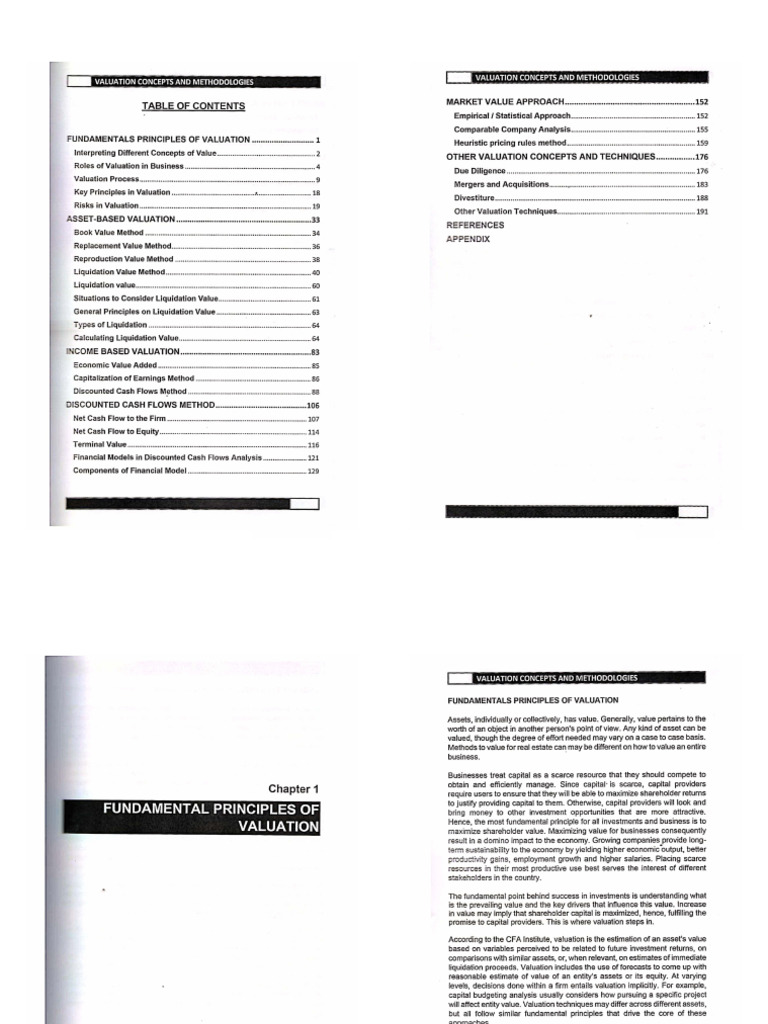 Valuation Concepts And Methodologies Pdf
