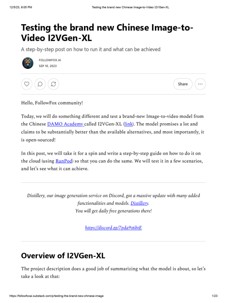 Testing I2VGen-XL: Image-to-Video Model | PDF | Graphics Processing ...