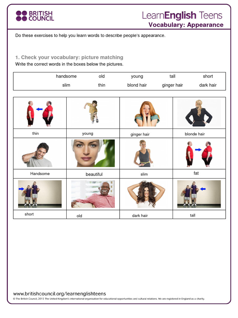 Describing Physical Appearance Exercises | PDF
