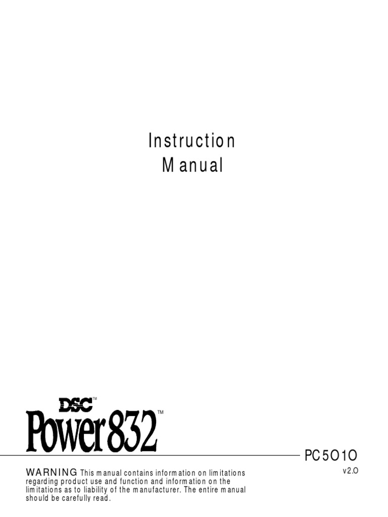 DSC Power 832 PDF Security Alarm