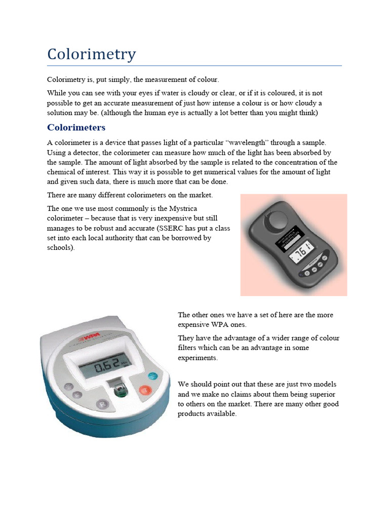 Colorimetry PDF Absorbance Metrology