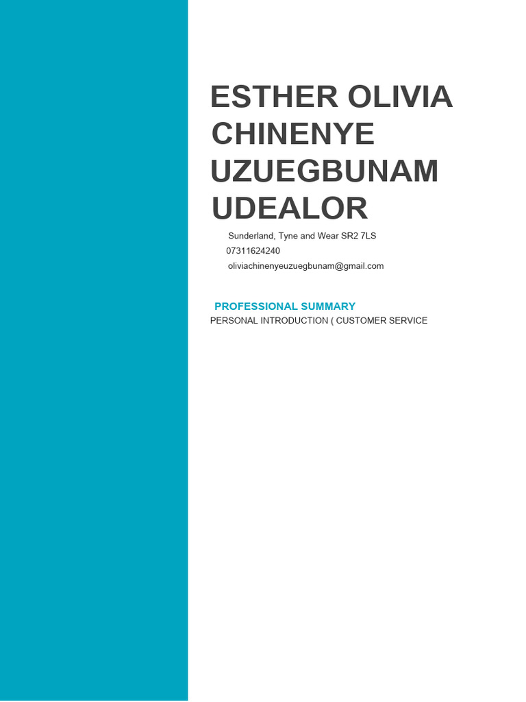 Esther olivia chinenye uzuegbunam udealor professional summary pdf
