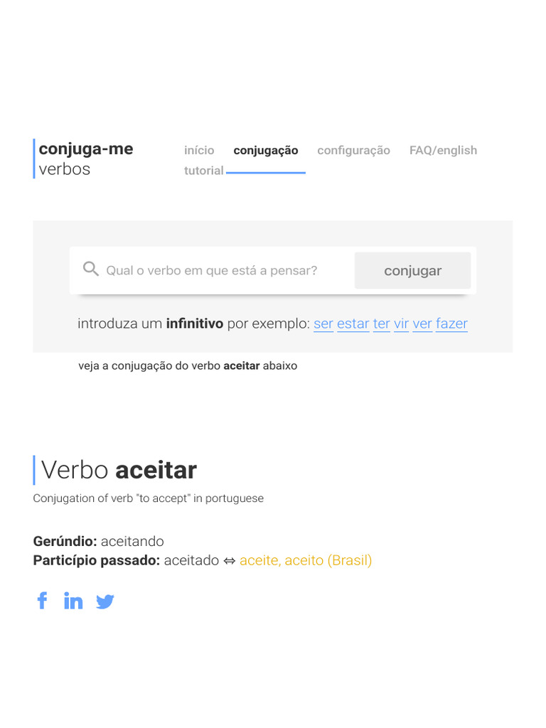 Conjugação do Verbo Aceitar | PDF | Linguística | Morfologia