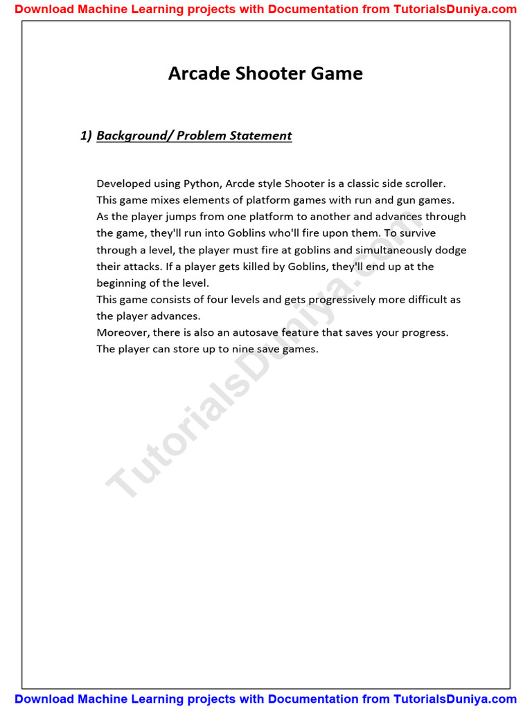 Arcade Shooter Game Machine Learning Project | PDF | Python ...
