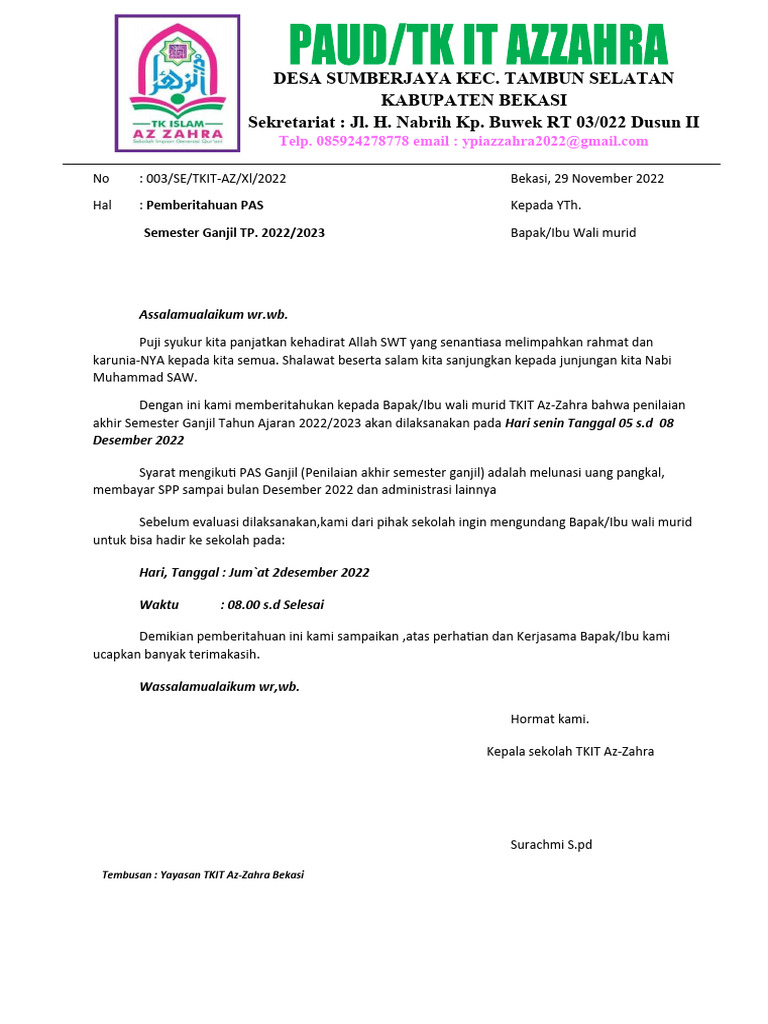 Surat Undangan PAS | PDF