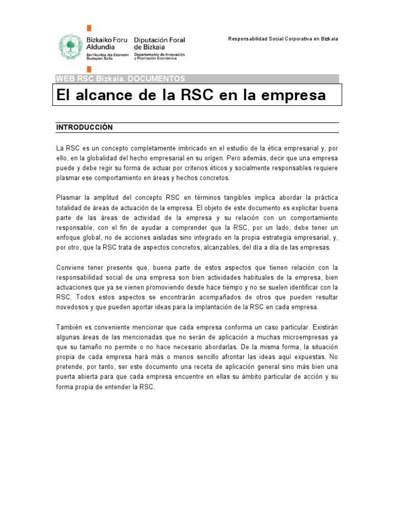 El Alcance de La RSC en La Empresa | PDF | Responsabilidad social ...