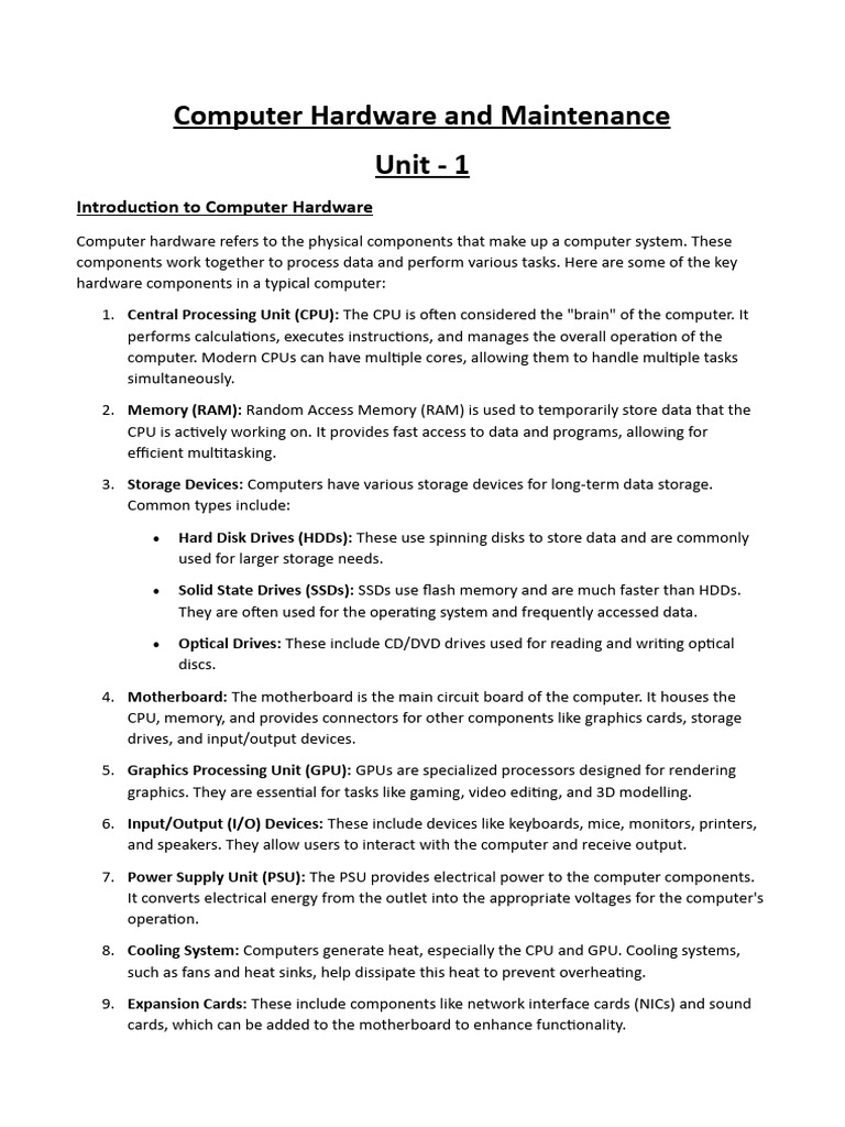 Computer Hardware and Maintenance PDF Bios Computer Hardware