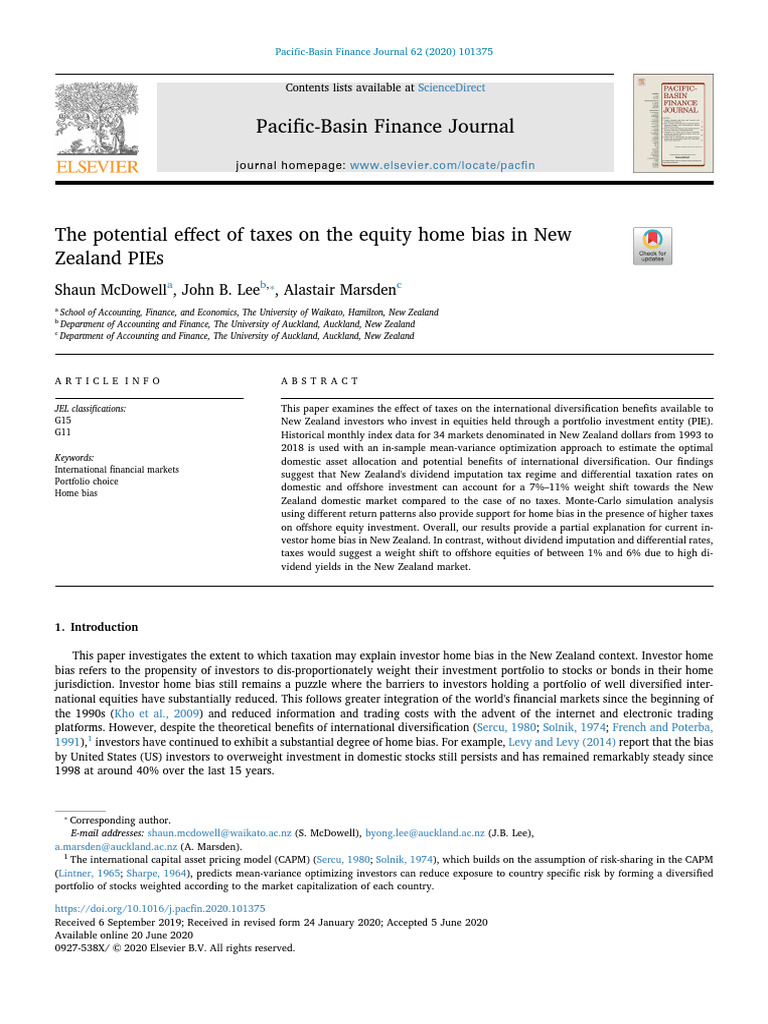 Home Bias PDF Dividend Capital Gains Tax