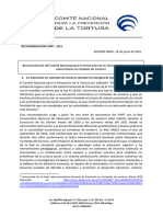 Comité Nacional Contra La Tortura Recomendaciones Derecho A La Educación Universitaria