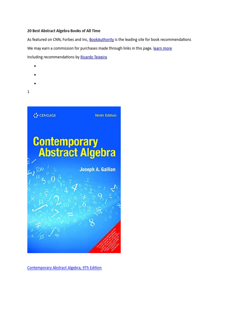 20 Best Abstract Algebra Books of All Time | PDF | Field (Mathematics ...