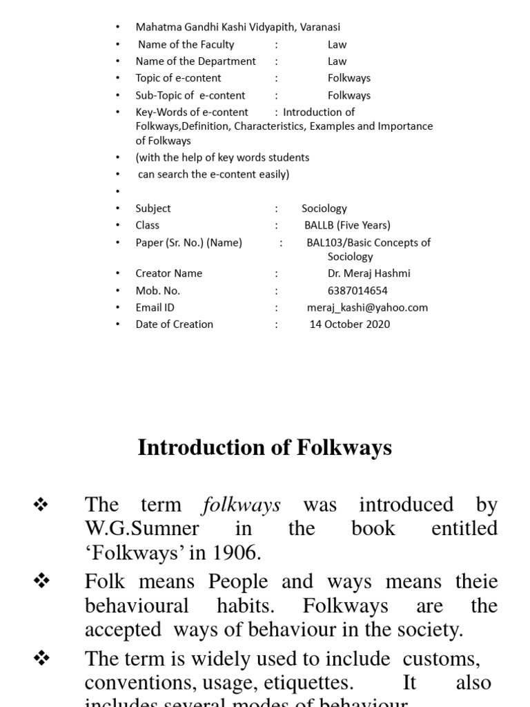 Folkways Unit 2 | PDF | Behavioural Sciences | Social Psychology
