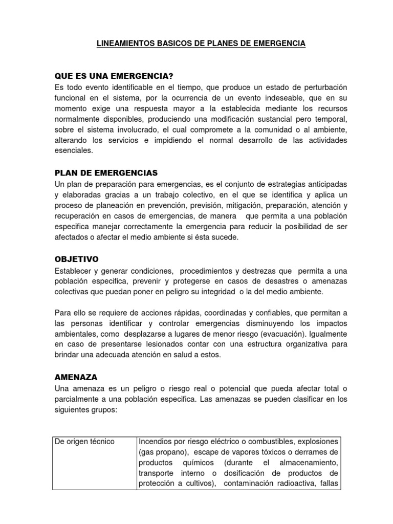 Plan de Emergencia y Evacuación Escolar | PDF | Riesgo | Primeros auxilios