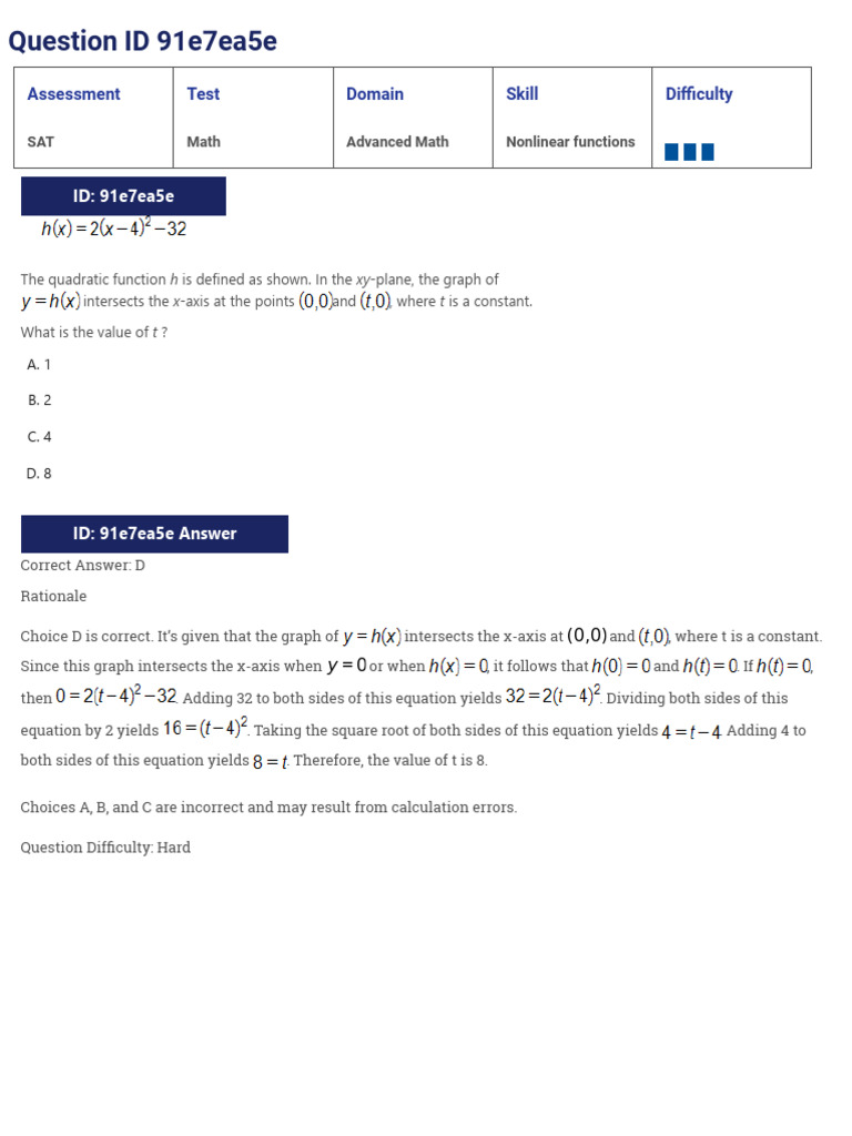 Digital SAT Suite Question Bank - Advanced Math - Hard - Answers | PDF ...