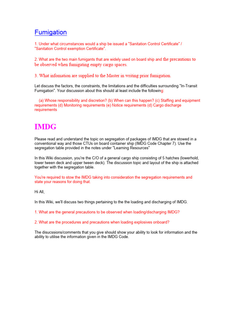 Question On Fumigation PDF