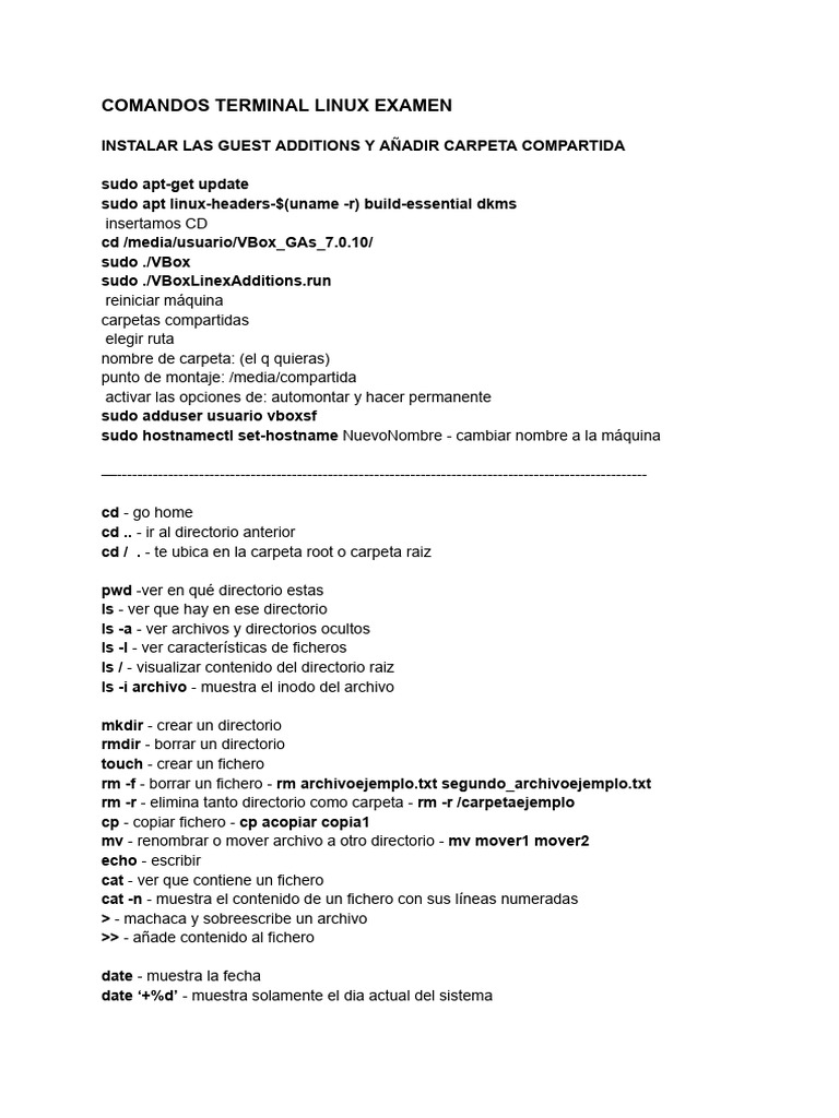 Comandos Esenciales de Terminal Linux | PDF | Archivo de computadora ...