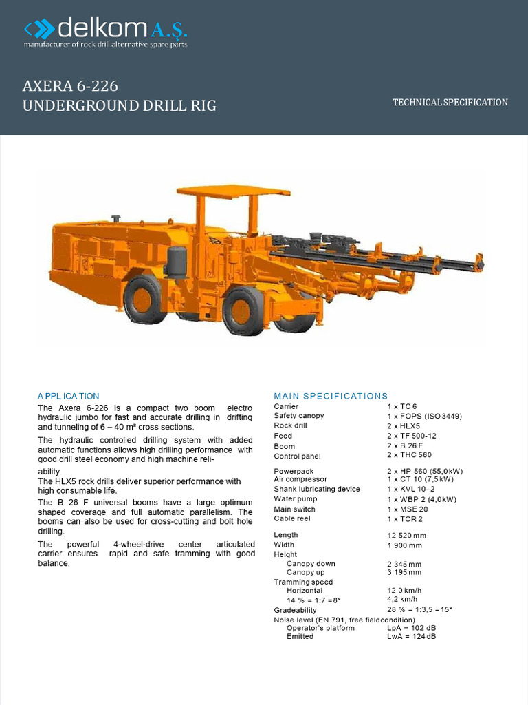 Axera 6-226 Electro-Hydraulic Jumbo | PDF | Pump | Brake