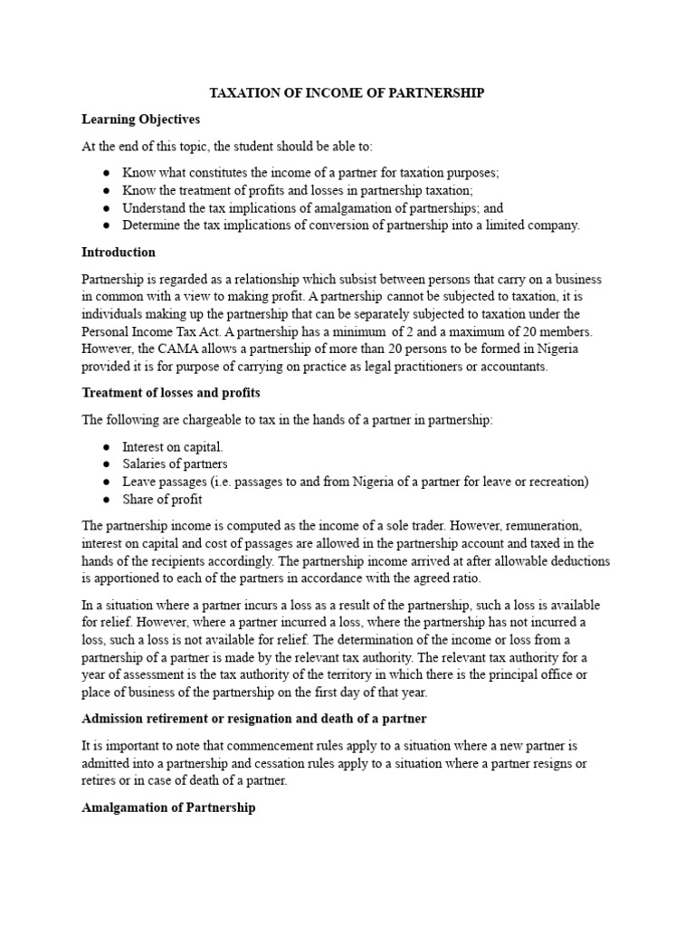 Partnership Income Taxation Overview | PDF | Partnership | Taxes