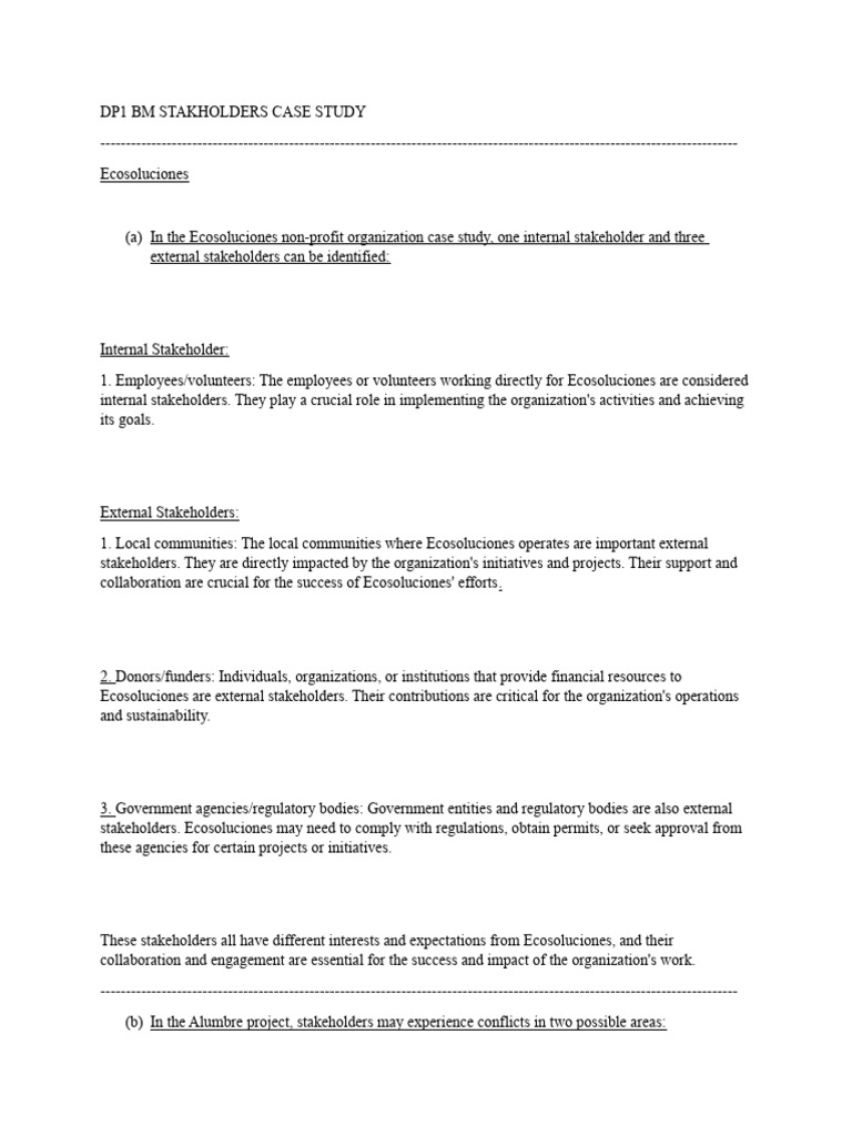 BM Stake Holders Case Study 1st November 2023 | PDF | Stakeholder ...