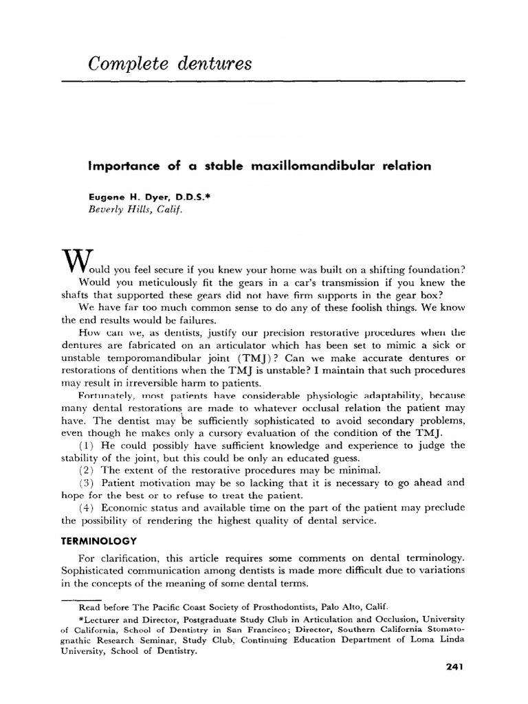 Importance of A Stable Maxillomandibular Relation PDF | PDF | Dentures ...