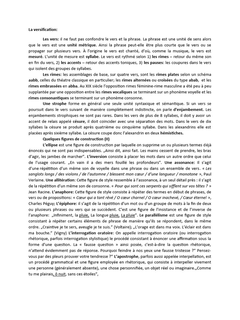 La Versification | PDF | Rime dans la poésie | Syllabe
