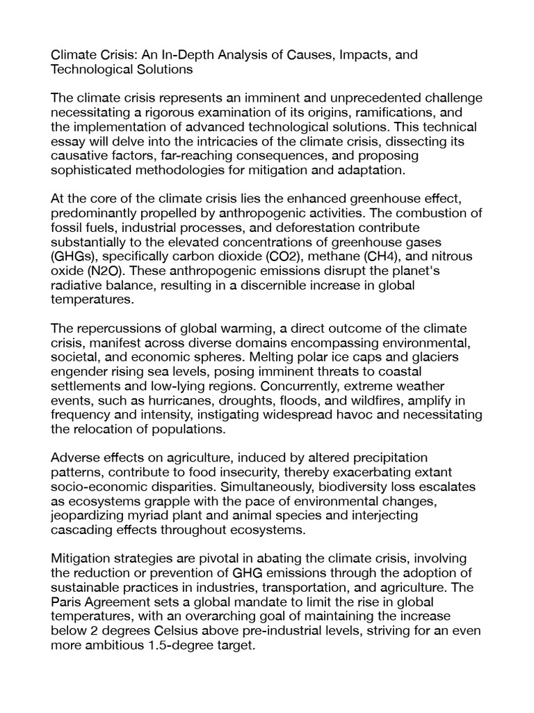 Climate Crisis - An In-Depth Analysis of Causes, Impacts, and ...
