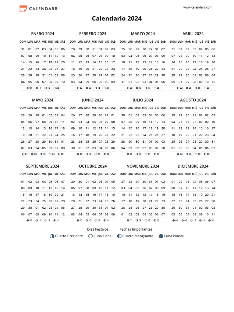 Calendario 2024 para Imprimir - Calendarr | PDF | Observancias